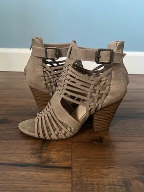 Just Fab Woven Strappy Block Heel Sandals - Size 7